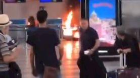 אש בשדה התעופה במילאנו, צילום: מסך מתוך רשתות חברתיות לפי סעיף 27א